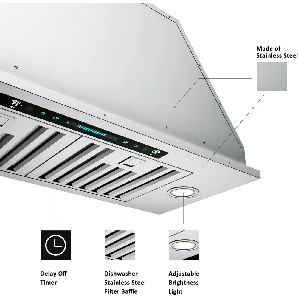 30 Inch Ingebouwde/Insert Afzuigkap, Ducted/Ductless, Keuken Afzuigkap Met 4 Speed Gebaar Sensing & Touch Control Panel