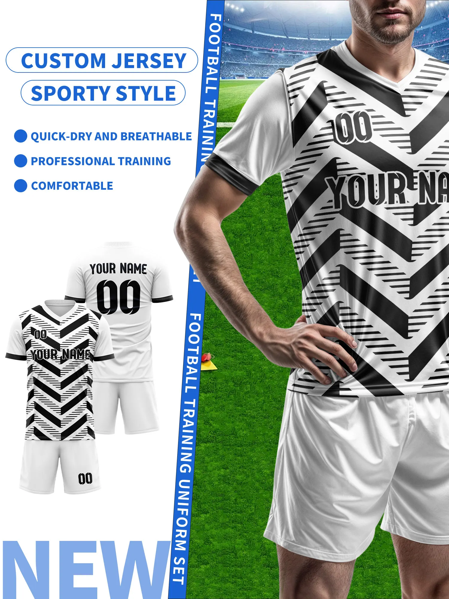 2026 Men's and Women's Customized Name and Number Sports V-Neck Jerseys, Quick-Drying, Fashionable, Sublimation Technology