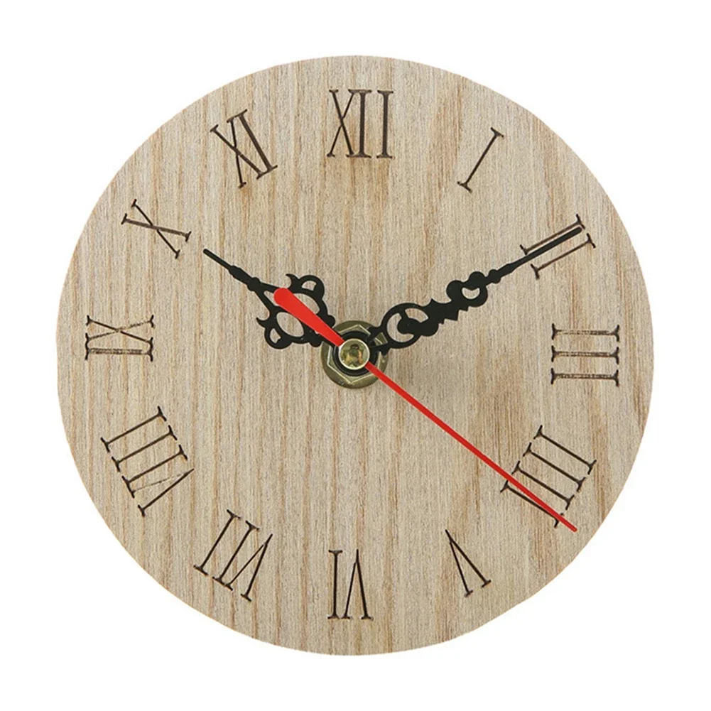 Practical Versatile Placement Wall Clock Clock 12cm Classic Retro Hang Wall Clock Home Decor Wooden Wall Clock