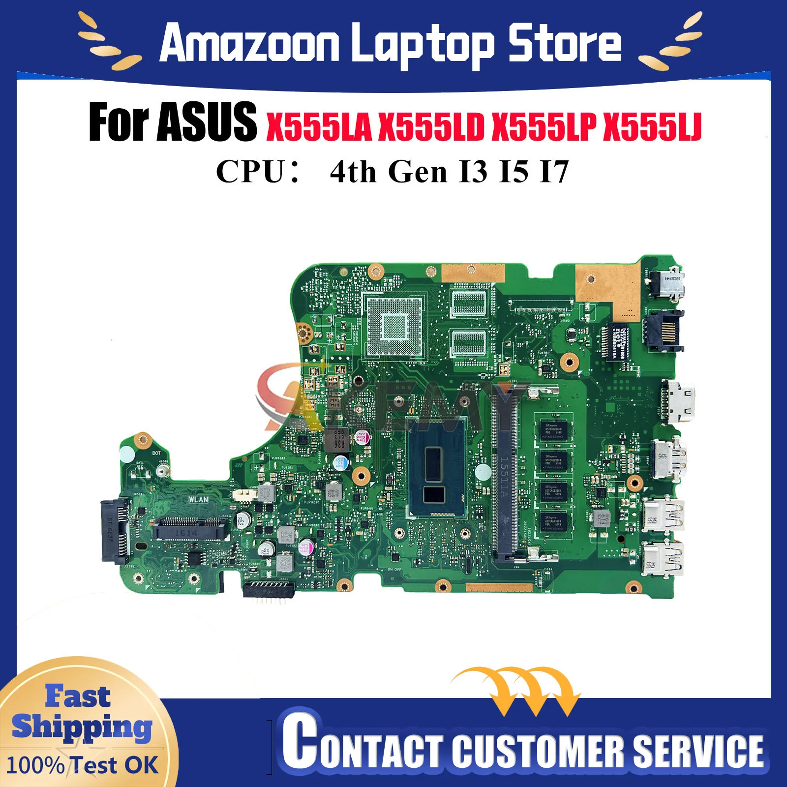 

X555LA Материнская плата для ноутбука ASUS X555LD FL5800L FL5600L R557L R556L X555LP DX992L W519L VM590L VM510L Материнская плата I3 I5 I7 CPU