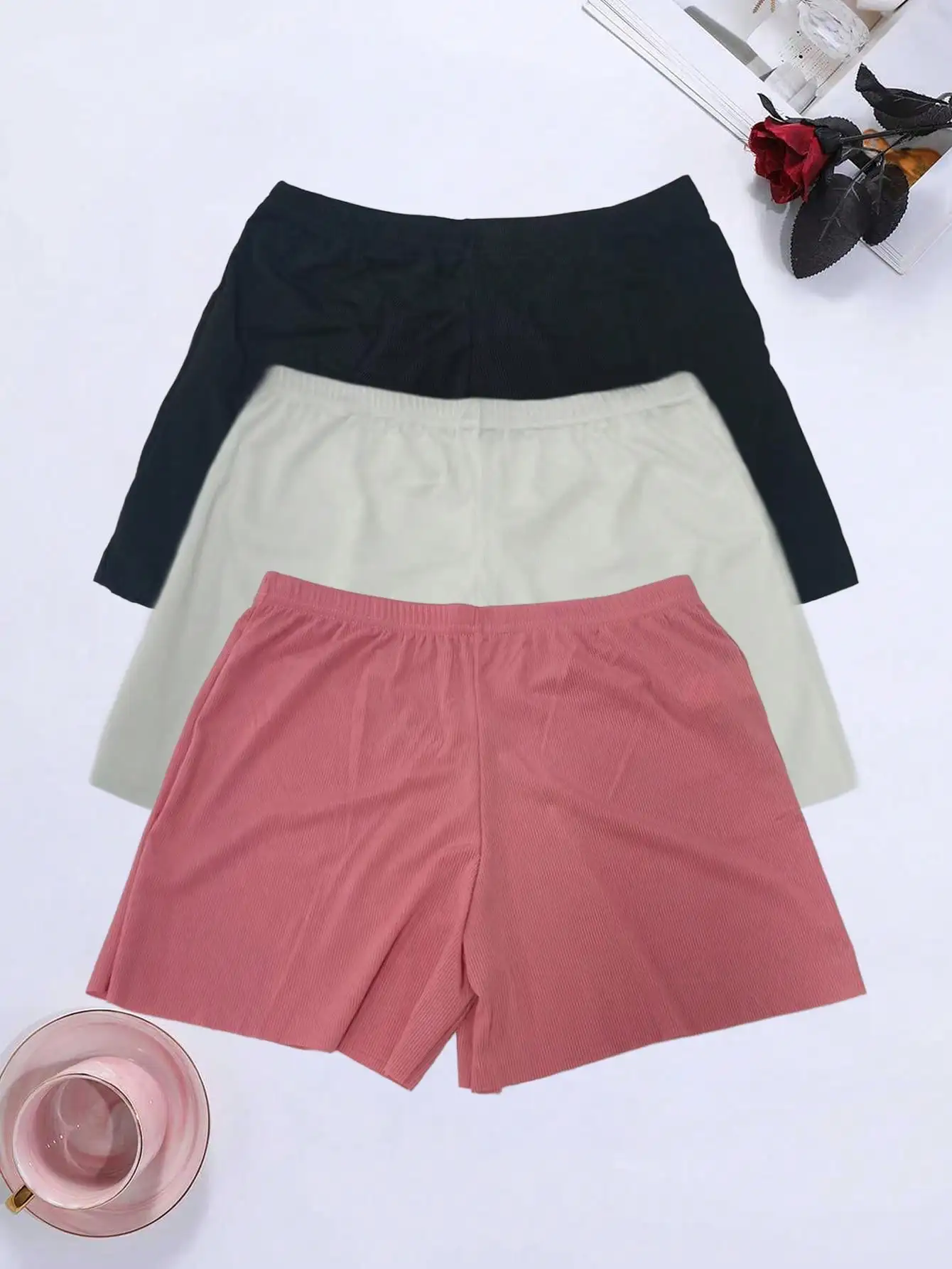 3-teilige Sicherheitsshorts für Damen, einfarbige Anti-Exposure-Shorts unter dem Rock, weich und bequem, rollfest, lässige, lockere Passform