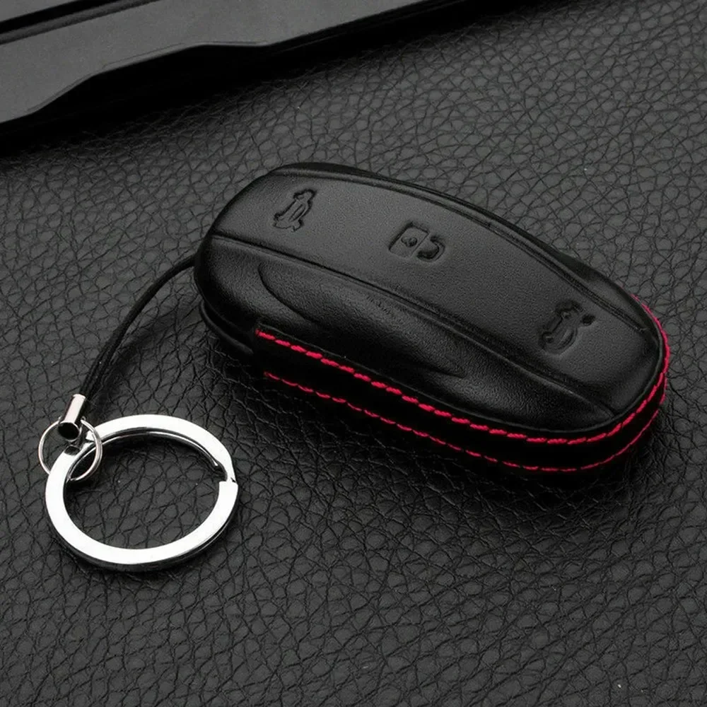 1*PCS Fit For Tesla- Models S/X Fob Covers Leather Key Pocket Case Covers Holder Key Sheel Keycase Replacement Auto Parts