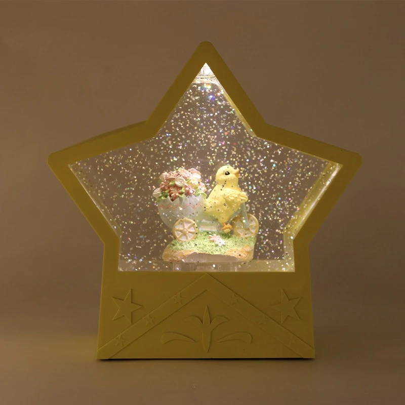 

Resin crafts luminous crystal lamp, Easter pentagram ornament crystal water ball Christmas gift wind lamp