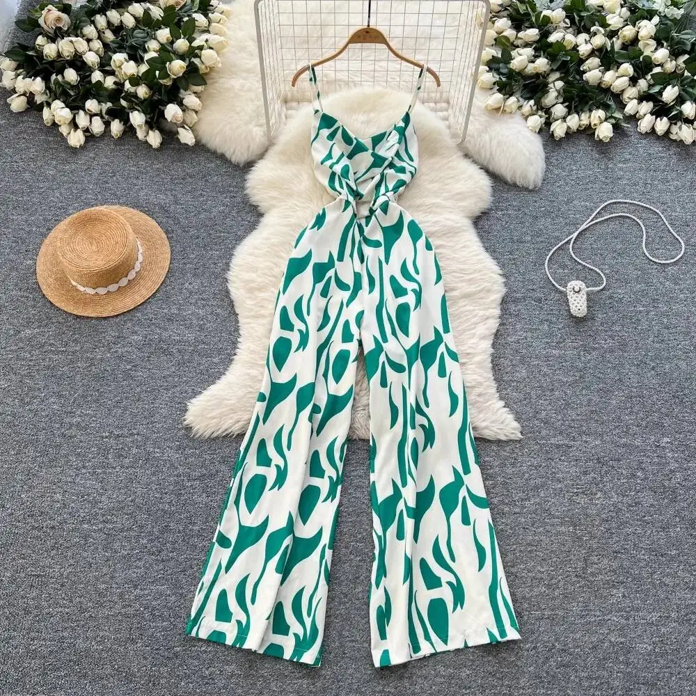 Commuter Holidays 2025 ฤดูร้อนJumpsuit Light RipeลมลดอายุสลิงSlimบอดี้สูทพิมพ์สบายๆเซ็กซี่Elegant Romper
