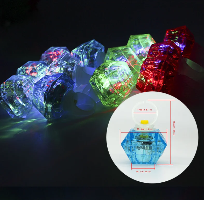 24PCS Luminous diamond ring LED colorful flashing diamond ring children's party cheer diamond ring wholesale