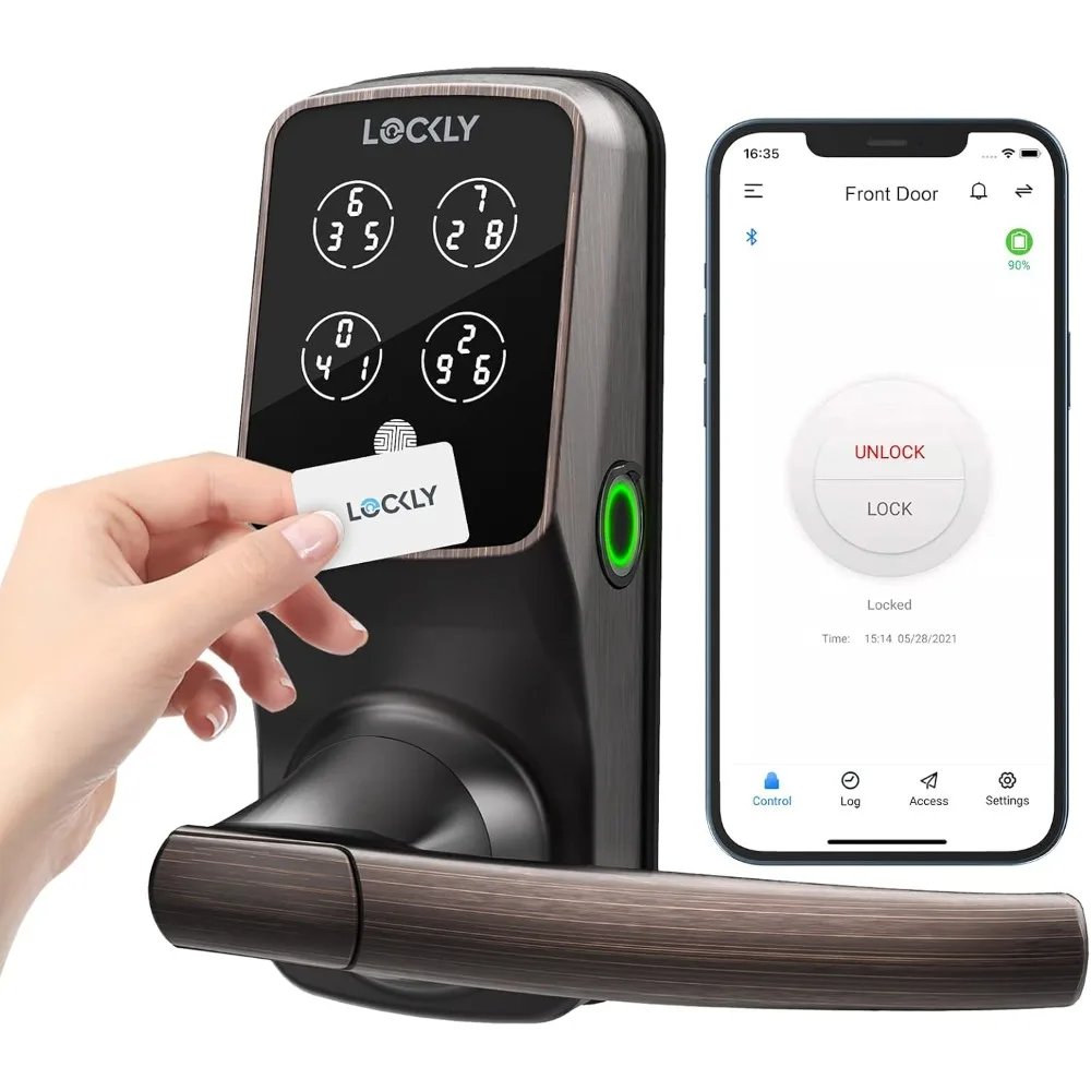 Secure Plus، قفل ذكي لبطاقة RFID، قفل باب دخول بدون مفتاح، PIN Genie ®   لوحة المفاتيح، مستشعر البيومترية لبصمة الإصبع ثلاثية الأبعاد، قفل تلقائي - Ven #1