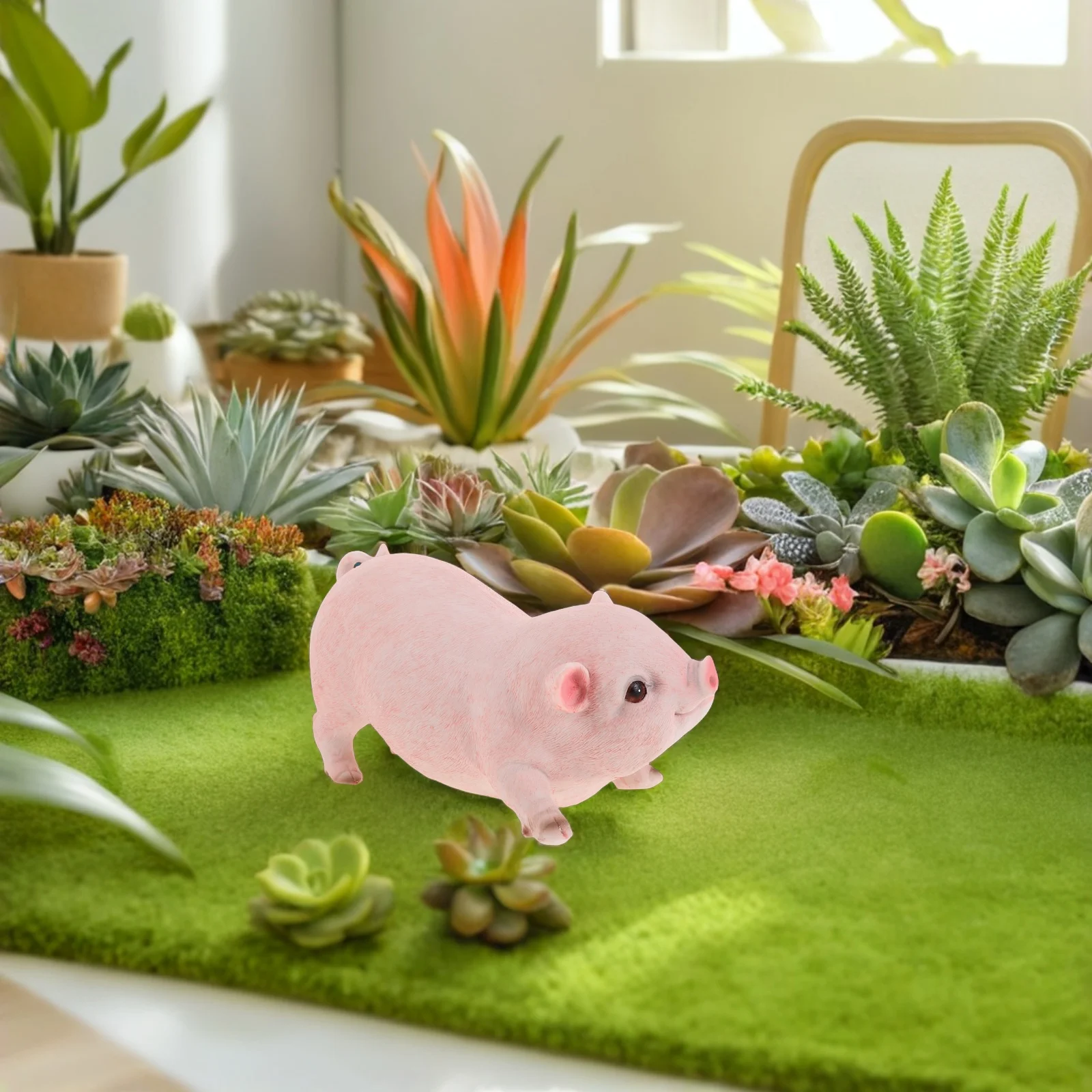 

1 Pair Mini Pigs Resin Figurines Realistic Farm Animal Decor Garden Ornaments Outdoor Desktop Decoration Cute Miniature Pig