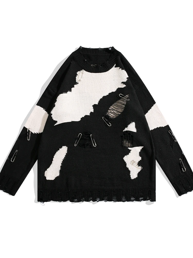 

Женский и Мужской винтажный свитер, американский стиль, булавка, вязаный свитер в стиле хип-хоп, Повседневный пуловер, ретро-хипстер