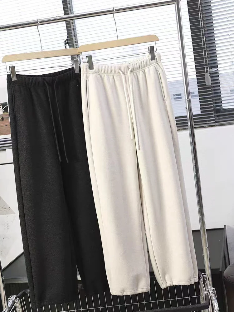 Pantaloni a Gamba Larga Thiened Fce da Donna, Comodi Pantaloni Invernali Larghi con Coulisse, Pantaloni Lunghi Casual Dritti