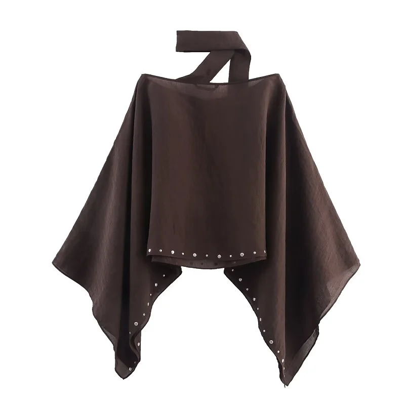 MUJER Studded Scarf Cape Women Batwing Wide Sleeve Poncho Cape Women Fashion Holiday Cloaks of Woman Outerwears Cape Coat Women