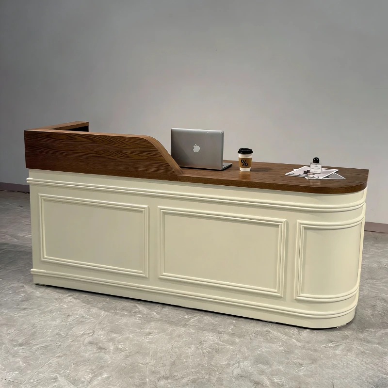 Baking paint Front Desk Reception Desk Modern Cream Style Elegant design Computer desk office table empfangs theke furniture