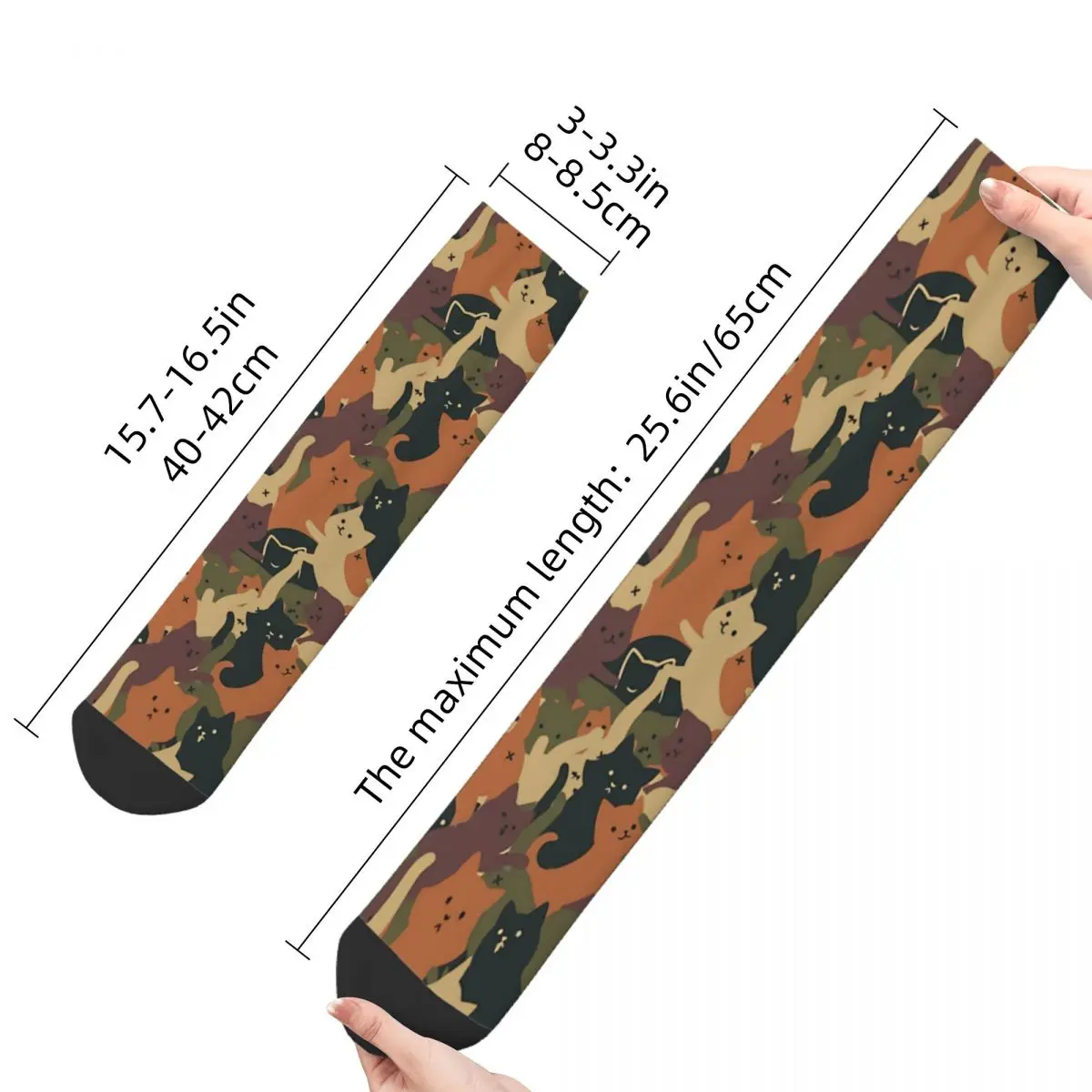 Vintage Camouflage Cat Orange Army By Tobe Fonseca Crazy Men\'s Socks Unisex Camouflage Harajuku Pattern Printed Crew Sock