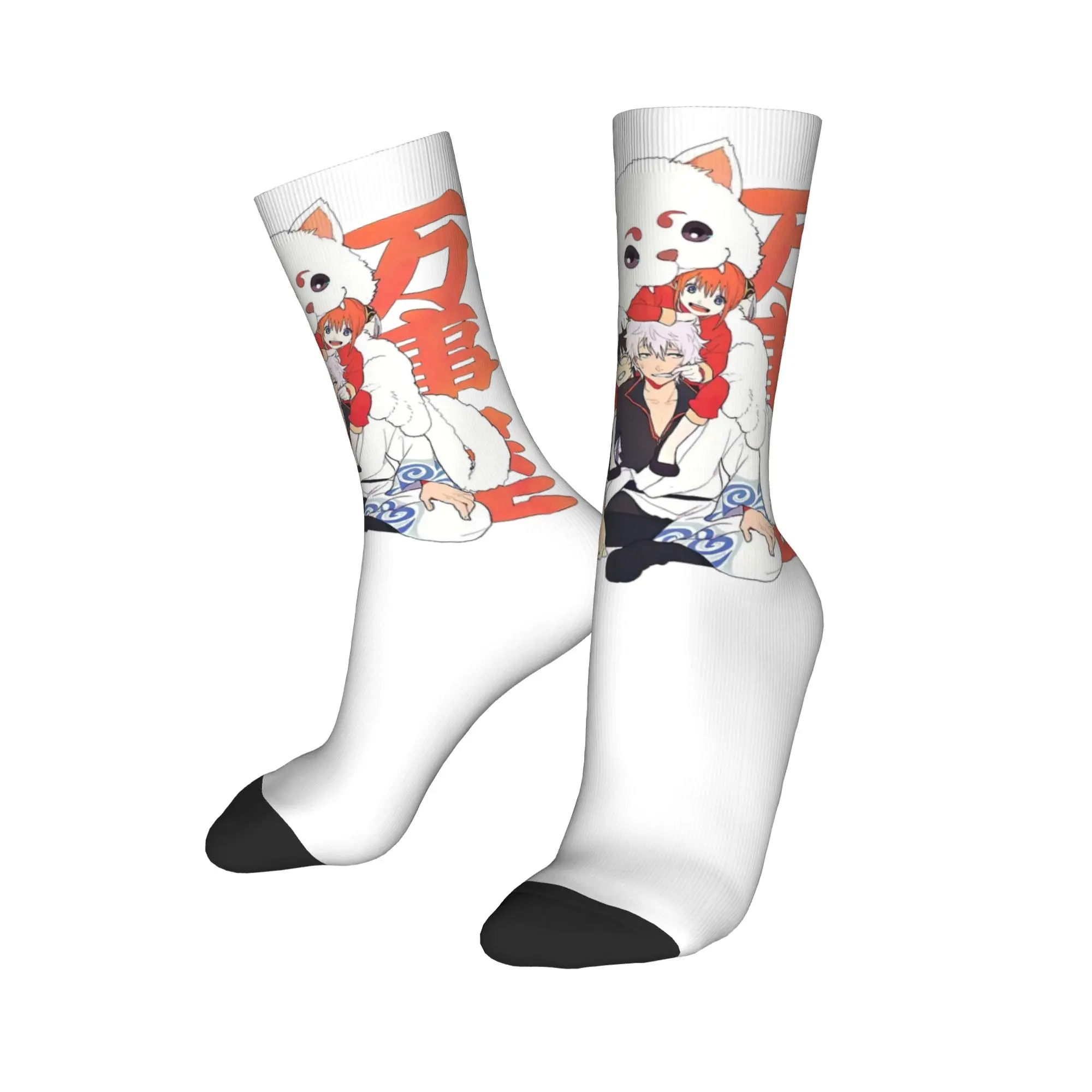 Retro Gintamas   Gintoki s Witty Adventures Chaos Yorozuya Legends Skateboard Socks  Middle Tube Socks for Women Men Breathable,