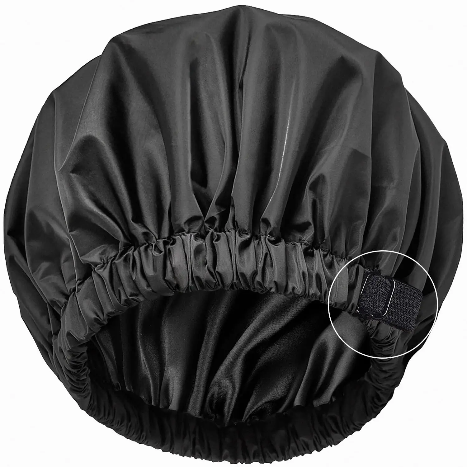

Shower Cap for Women,Silk Lined Shower Cap,Adjustable Size,Double Layer-Reusable,Waterproof and Breathable,Extra Large