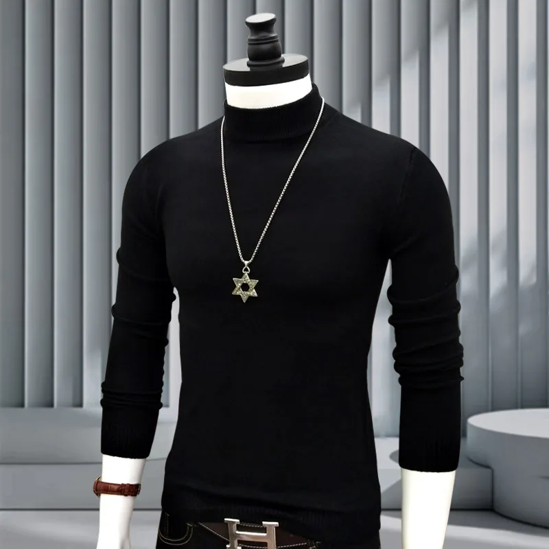 メンズ サーマル スリムフィット ソリッドカラー ニットウェア 伸縮性のあるフード付きセーター 多用途ベースレイヤーシャツ カジュアルスタイル 長袖トップ