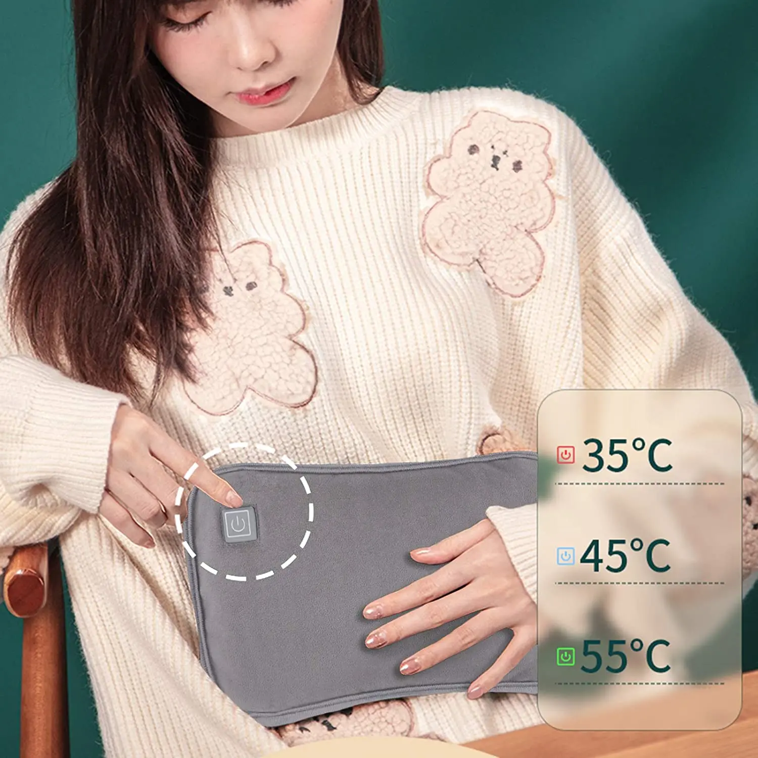 USB Rechargeable Hot Water Bag Hand Warmer Temperature Adjustable Graphene Heat Winter Warm Portable Gloves Pad Heating Handbag