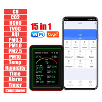 Tuya WiFi 15 in 1 Home Air Quality Monitor TFT Display CO CO2 HCHO TVOC AQI PM0.3 PM2.5 PM10 Carbon Dioxide Detector