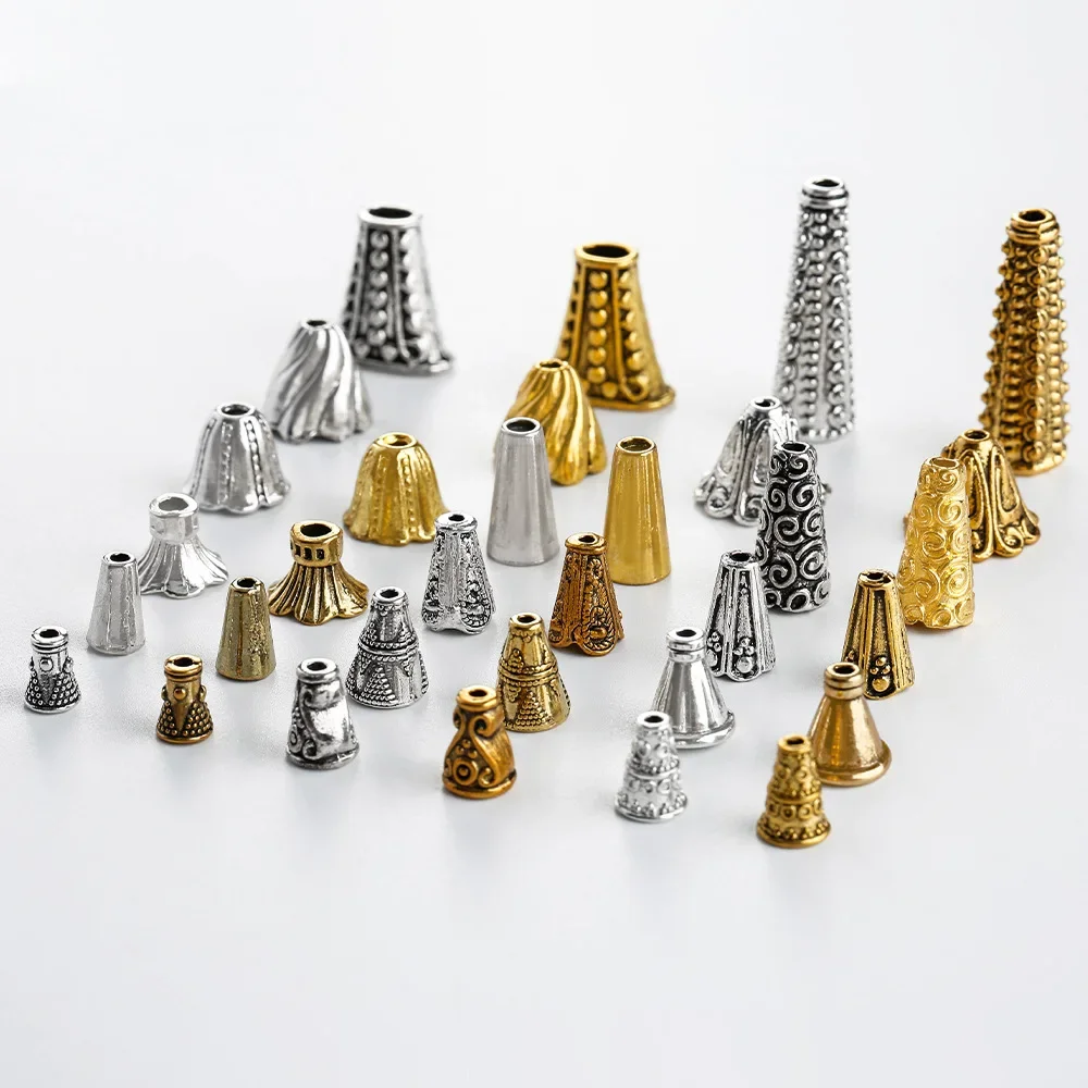 

Diy retro new alloy jewelry, long flower stands for fashionable clothing accessories, conical jewelry