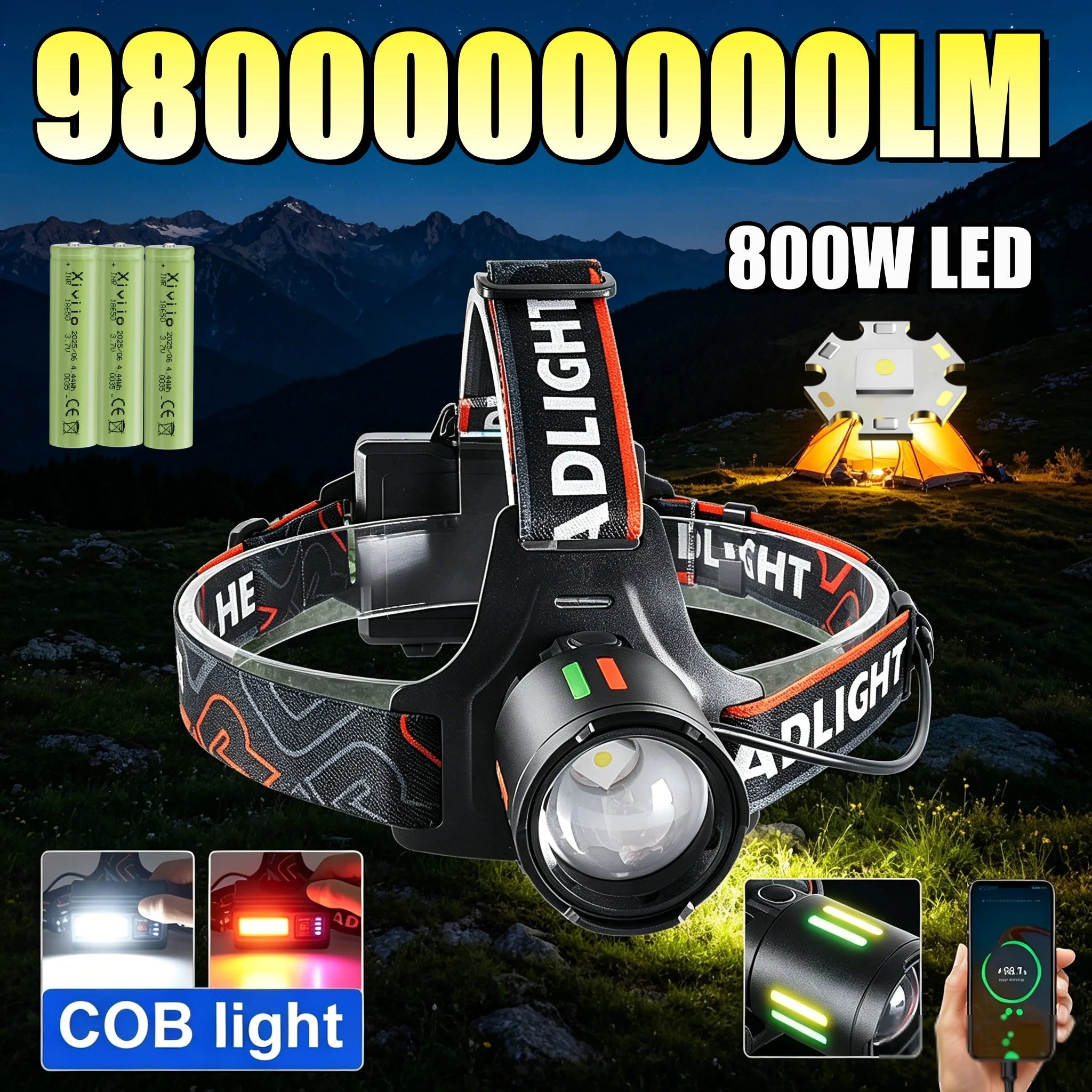 Headlamp Tactical Bright - Суперяркий перезаряжаемый налобный фонарь высокой мощности