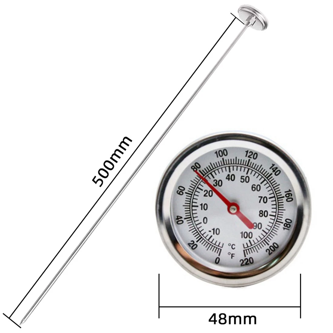 Termómetro de suelo de abono de tallo largo - Acero inoxidable de respuesta rápida de 20 pulgadas - Sonda de medición - Fahrenheit y Celsius