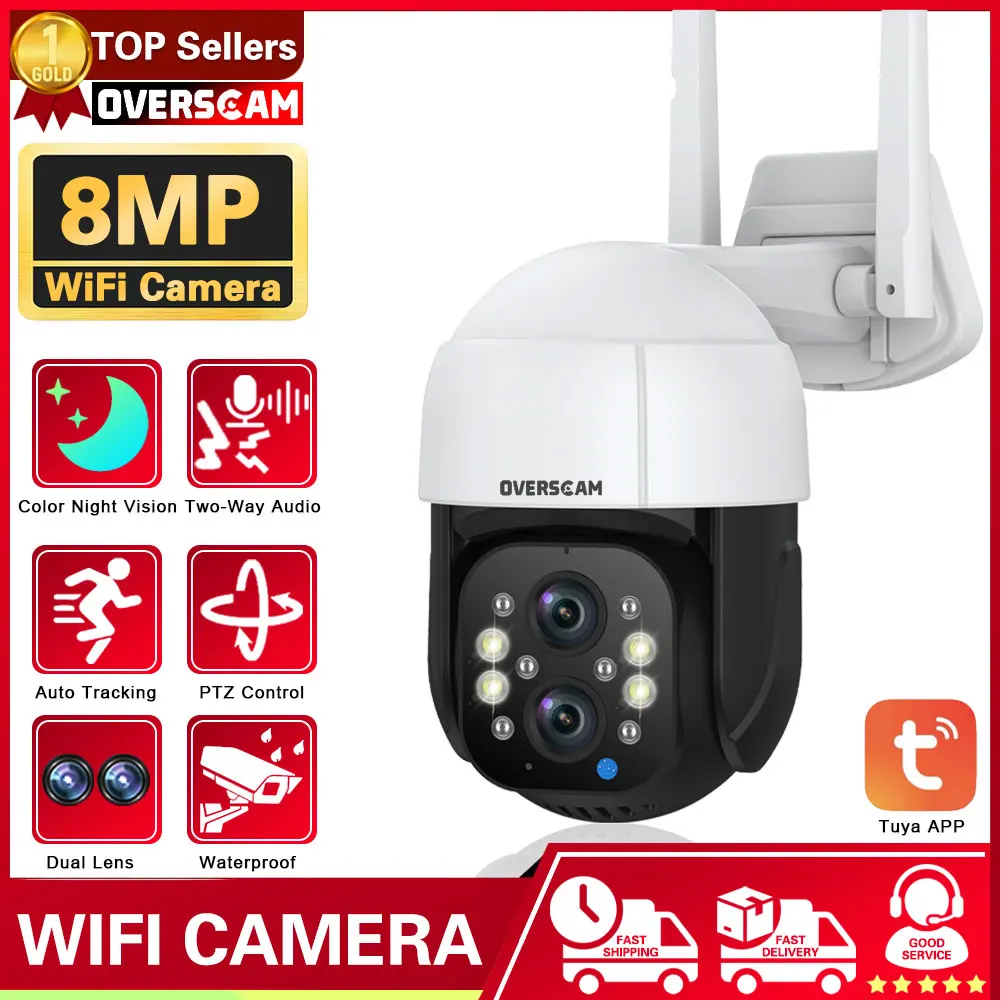 

4K 8MP PTZ WIFI Camera Dual Lens Outdoor Night Vision Human Detection Auto Track CCTV Surveillance IP Camera Security Protection