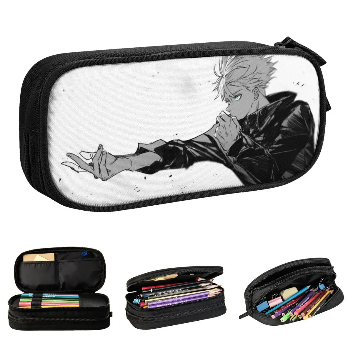 

Saturo Gojo Jujutsu Kaisen Anime Pencil Case Pen Box Bags Student Large Storage Students School Zipper Pencil Box
