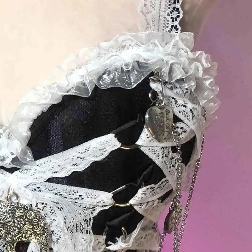 Teen Punk Rock E-Girls Harajuku Gothic Tanks Kawaii Goth Hand Made Y2K TOPS DIY Grunge 90s Bow Eco Hip Hop Skull Emo