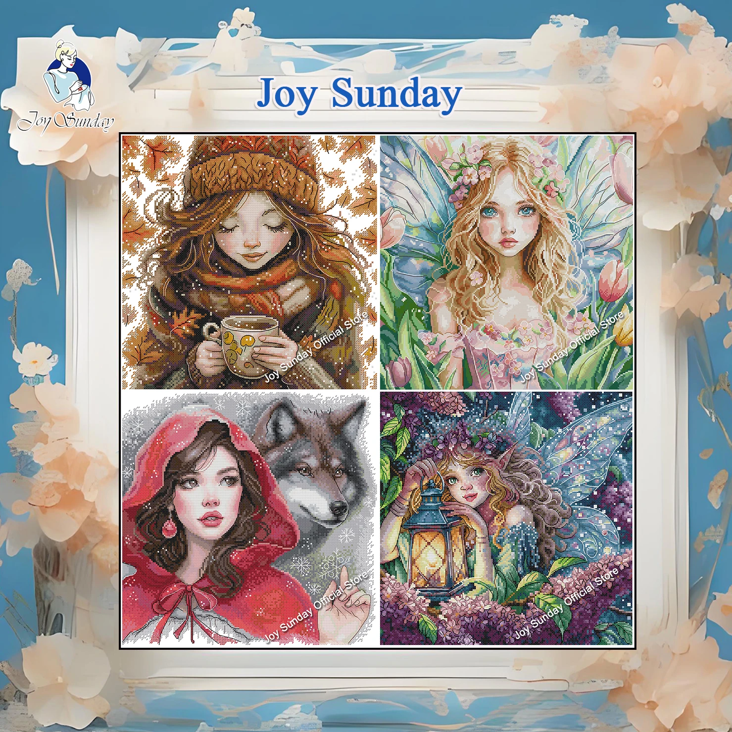 

Joy Sunday Pre-printed Cross Stitch Kit Easy Pattern Aida Stamped Fabric Embroidery Set-beautiful Girl