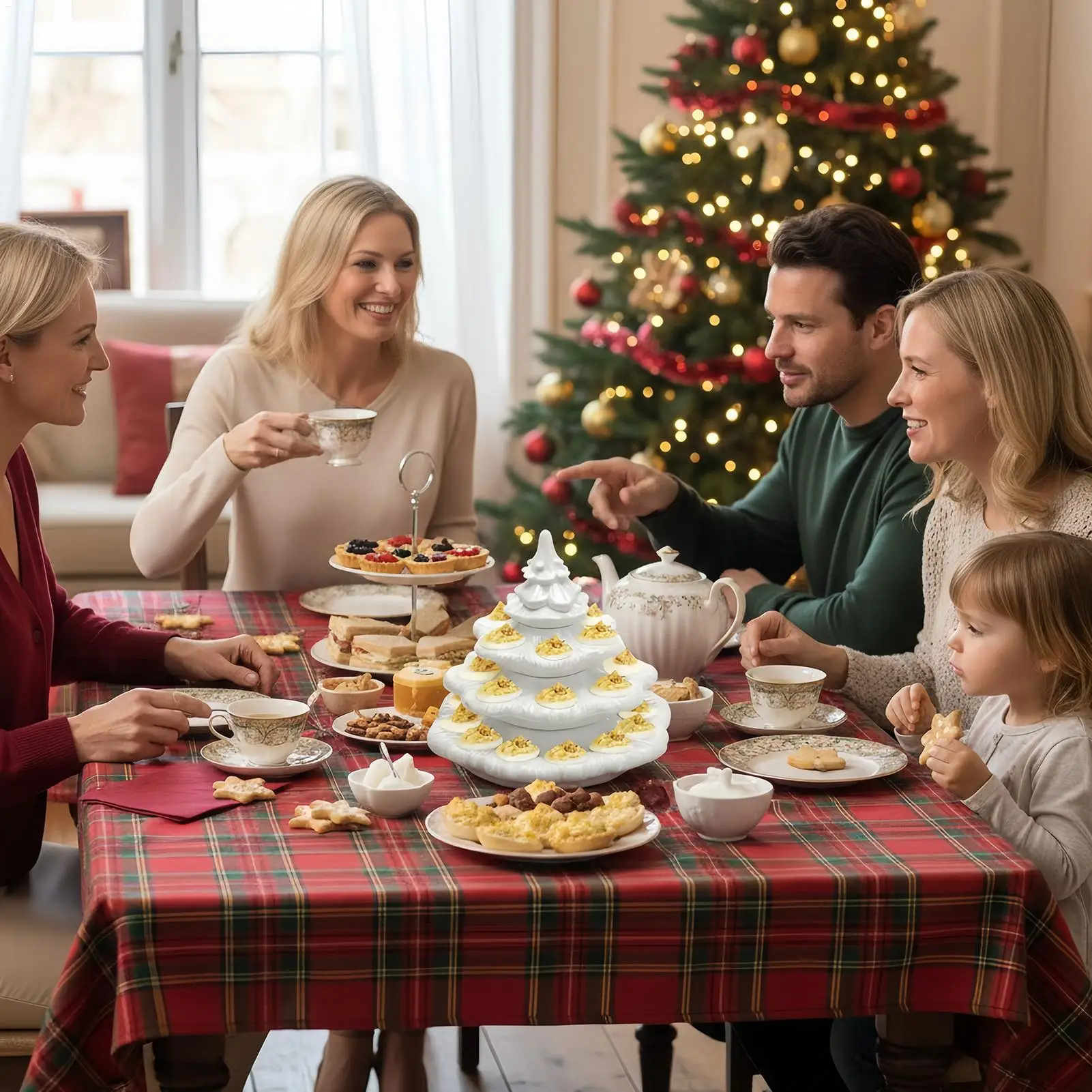 

Deviled Egg Tray 4 Layer Christmas Tree Shaped Tableware 26 Hole Appetizer Display For Holiday Gatherings Thanksgiving Wedding