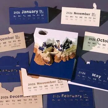Calendrier de bureau 3D mystique en forme de château pop-up, agenda mensuel 2025, organisateur annuel avec notes adhésives pour liste de tâches, décoration de bureau/maison 10 best sales Planificateur de liste de tâches - №9
