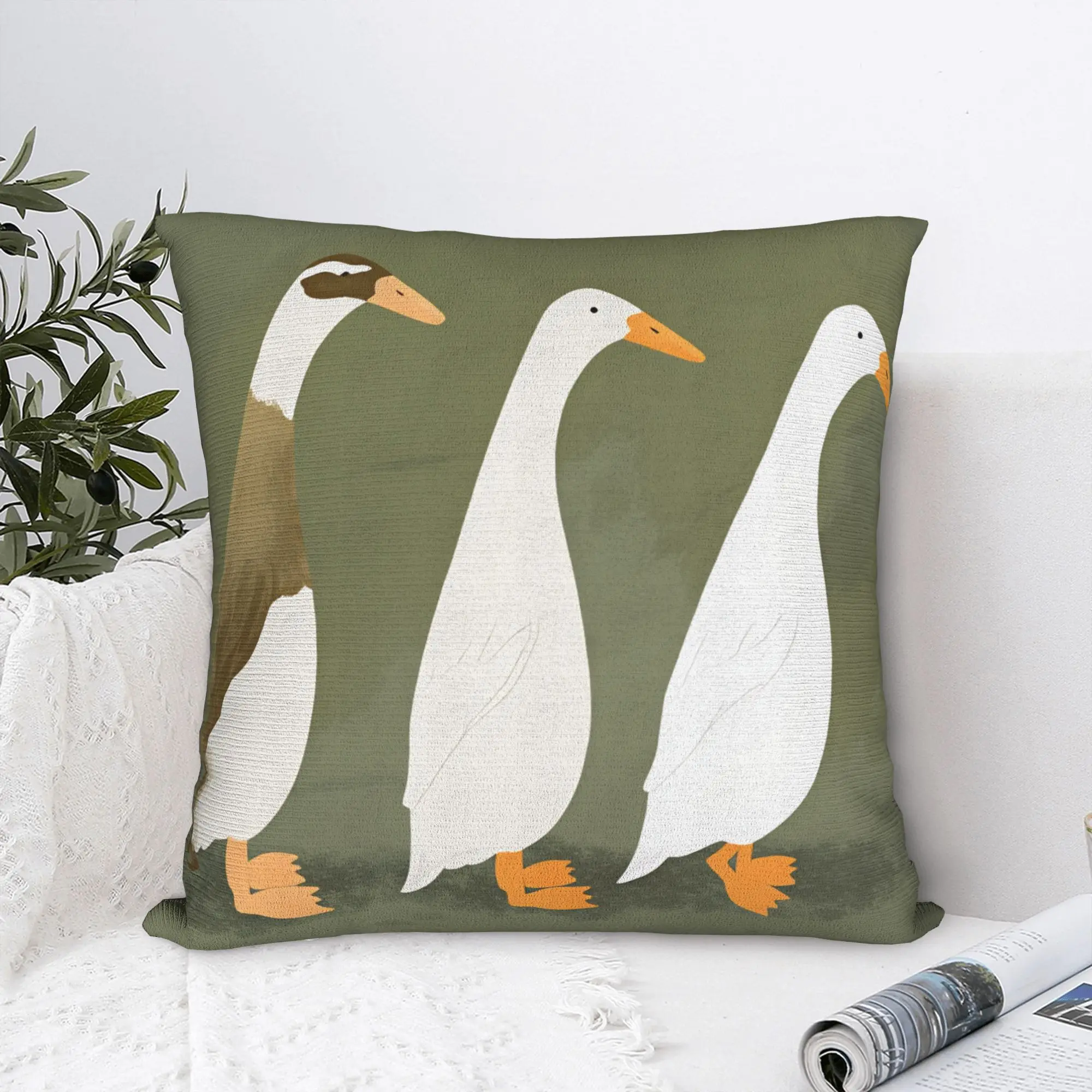 Indian Runner Duck Pillow Case  Square Pillow Cover For Sofa Car Home Decor Cute Funny Pillowcases