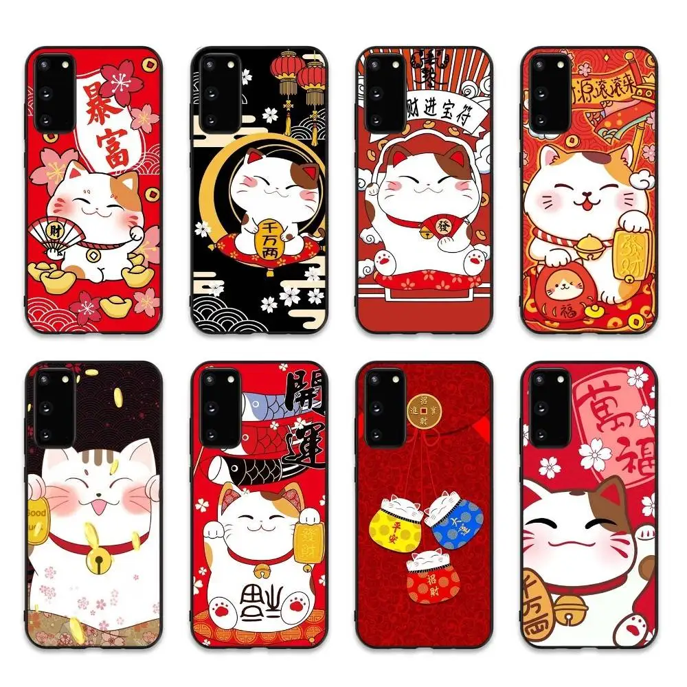 Maneki Neko Lucky Money Cat Phone Case For Samsung S 24 Fe 25 Ultra Plus 20 Lite 21 30 22 23 24 22 Ultra 5G Fundas