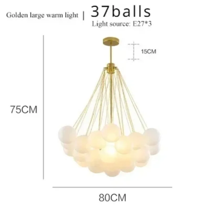 Modern Glass Ball Hanging Chandelier for Living Dining Table Room Decoration Kitchen Lamps Gold Black LED Ceiling Pendant Light