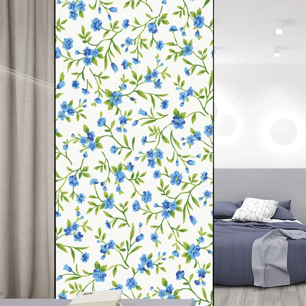 Flower Plants Window Film Privacy Static Clings Decorative Sun Blocking Non-Adhesive Anti-UV Glass Stickers for Home