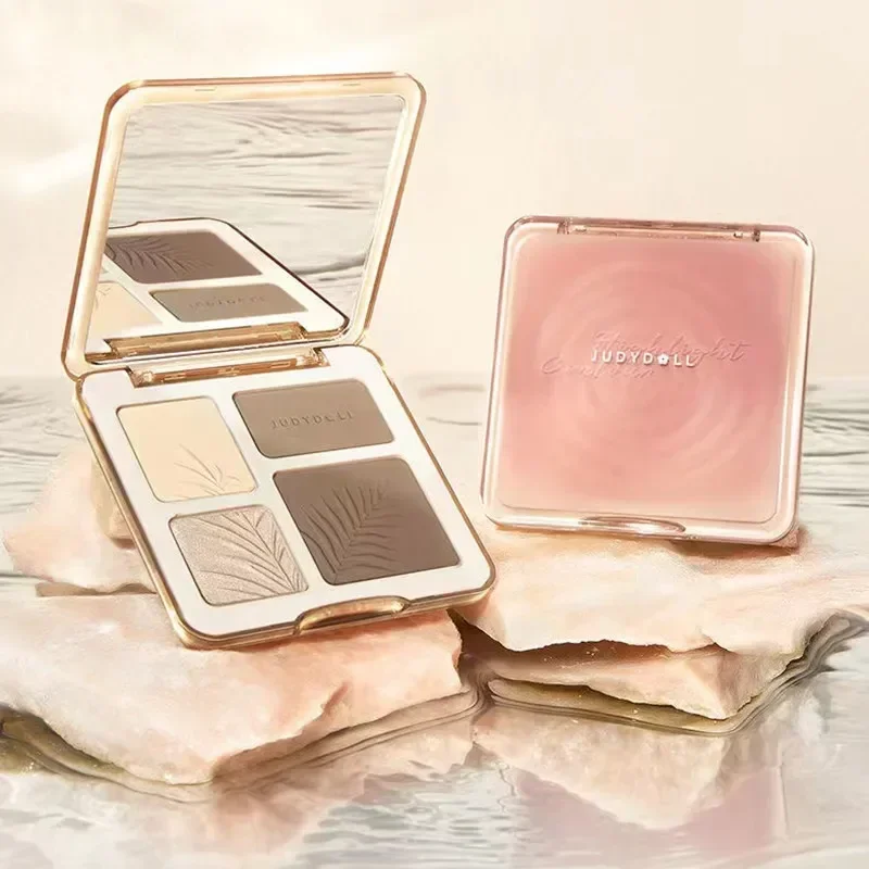 JudyDollハイライターコンセントパレット、ナチュラルフェイス、3D、ノーズシャドウ、長持ち、防水化粧品