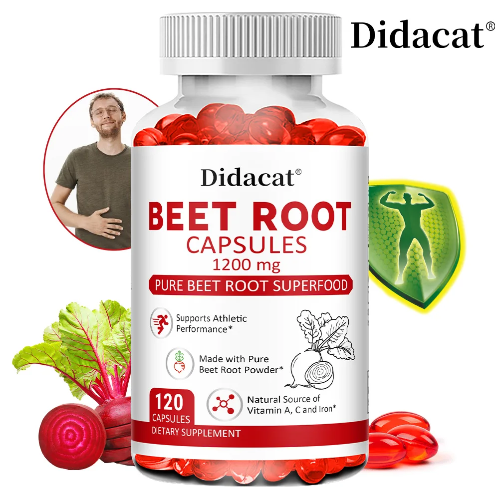 

Beet Root Capsules,1200mg Per Serving - Beetroot Powder Supports Blood Pressure, Digestive, Immune System, Non-GMO & Gluten Free
