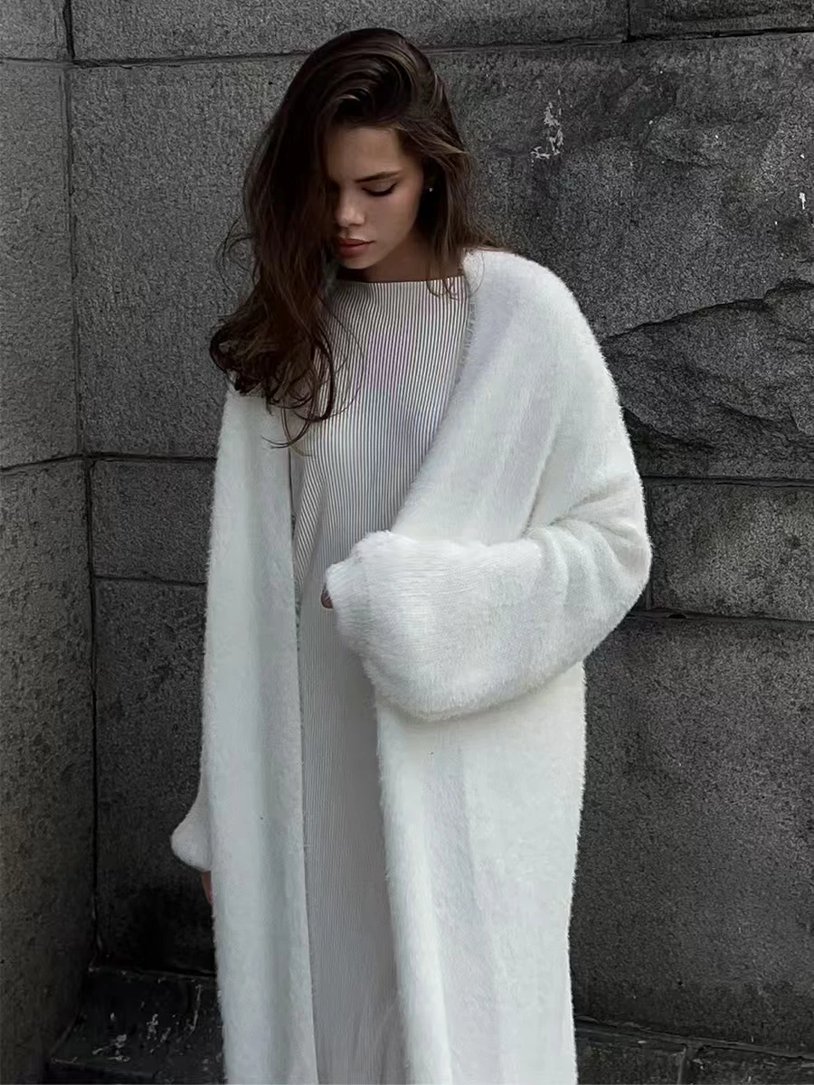 

Faionable Long Knitted Cardigan Sweater Casual Loose Sle Autumn Winter Women's Knitwear Color Commute Suitable