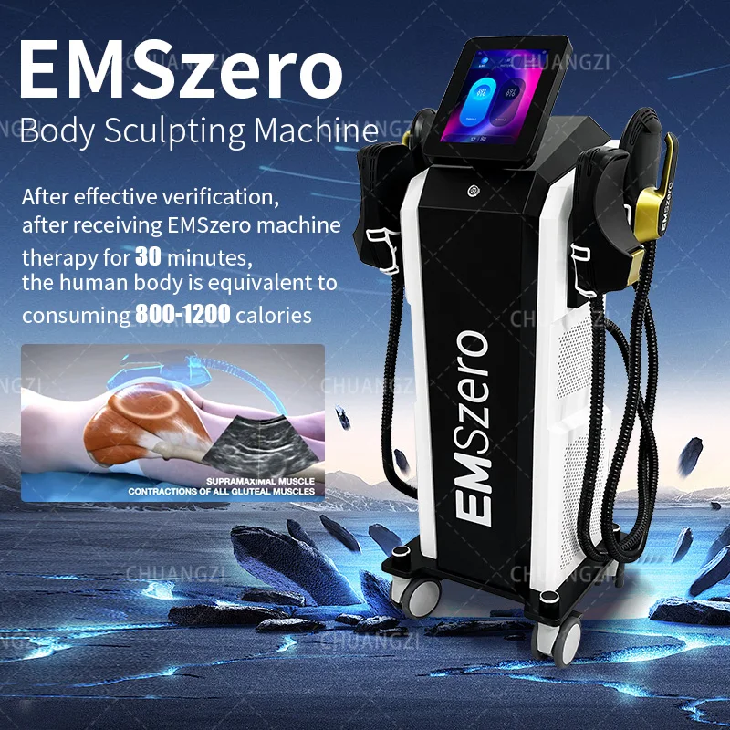 

EMS Sculpt Machine Neo Black Gold EMSzero RF 6500W Fat Body Sculpting Slimming Muscle Stimulation Electromagnetic Technology