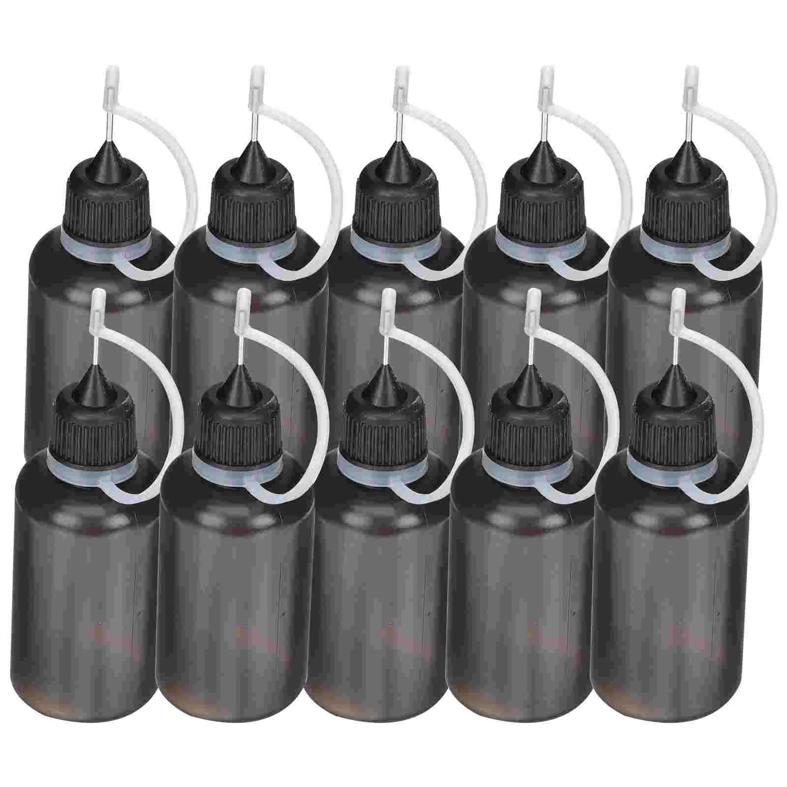 

20 Pcs Motor Oils Bottle Machine Pot Glue Squeeze Machines Engine Bottles Steel Needle Nozzle Storage Black Applicator