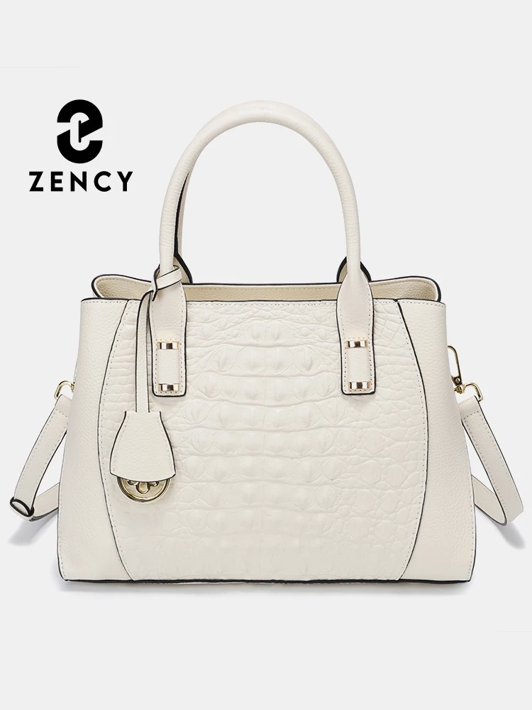 Zency-bolsas jacaré de couro real para mulheres, bolsa de alça superior, bolsa crossbody designer de luxo, bolsa, azul profundo e vermelho, moda