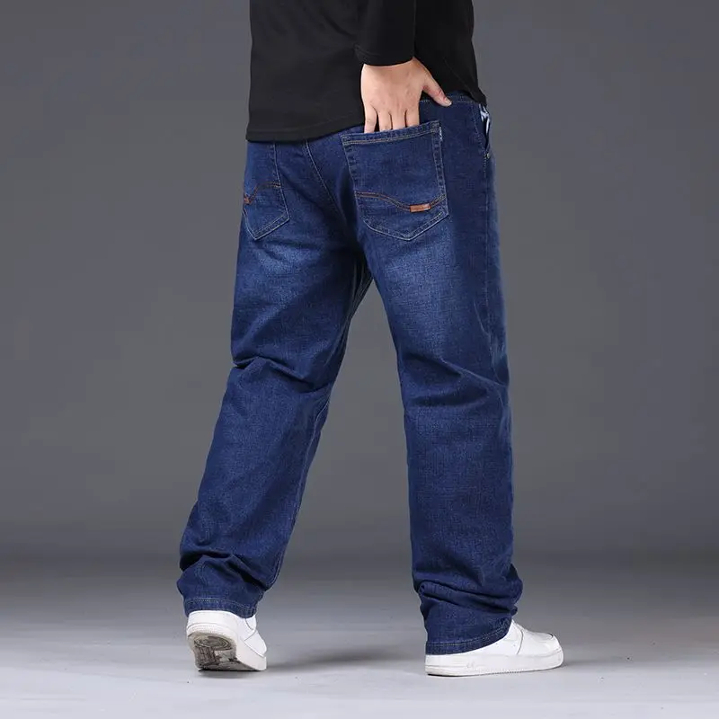 Herren Große Größe Schwarze Jeans 10XL Oversize Hohe Taille Lose Hosen Mann Plus Größe Lose Denim Hosen Blau Männliche Denim Hosen