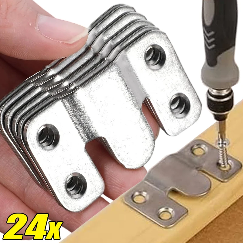 Picture Frame Hooks Stainless Steel Wall Hanger Flush Mount Bracket Photo Hanging Buckle Furniture Interlock Brackets Connector