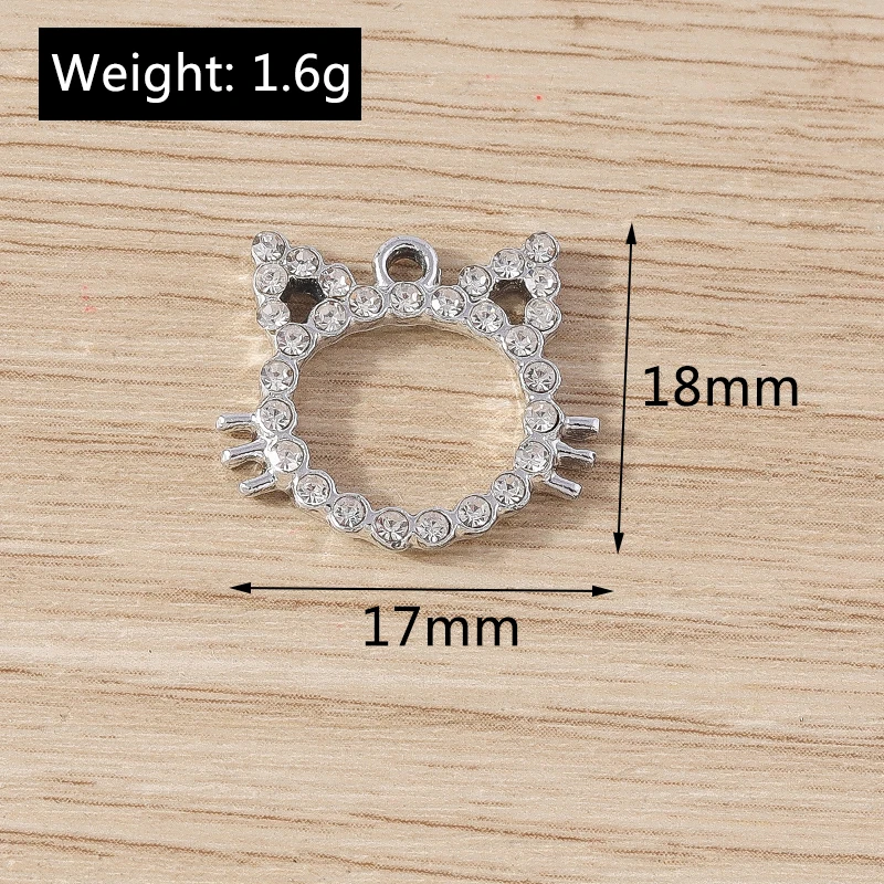 Tusember 10 Stück Legierungs-Kätzchen-Anhänger mit glänzenden Kristallen für die Herstellung von handgefertigtem Schmuck, DIY-Zubehör, Halsketten, Ohrringe, Bastelarbeiten – Detail 1