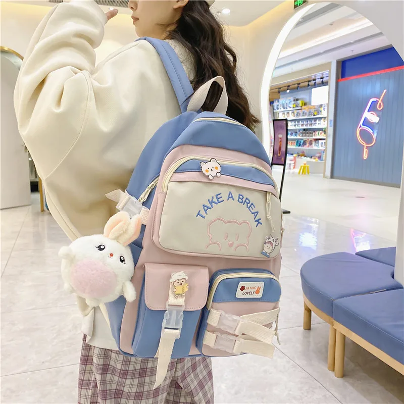 Imagem -02 - Mochila de Algodão Feminina para Adolescentes Bolsa Escolar de Viagem e Lazer para Meninas Moda ka Bolsa de Ombro para Estudantes 2023