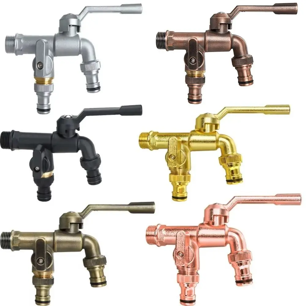 

Anti-freezing All-copper Faucet One Inlet and Two Outlets 1/2inch Brass Faucet Adapter Durable Dual Water Outlets