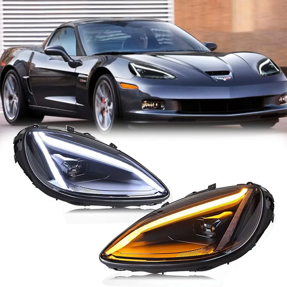 

Head Lamp for Chevrolet Corvette LED Headlight 2005-2014 ZR1 Headlights DRL Turn Signal High Beam Angel Eye Projector Lens