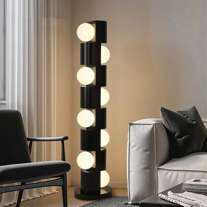 2026 Trending Vibrant Red Minimalist Art Deco Modern Living Memphis Totem Light Modern Bauhaus-Inspired Aesthetic Floor Lamp