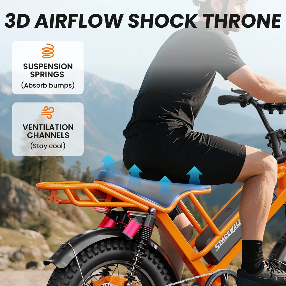 Spacewalk 2000W M7 Electric Bike for Adults,33MPH 70Miles,48V 15.6Ah Electric Dirt Bike,20" Fat Tire,7-Speed All Terrain EBike image 7