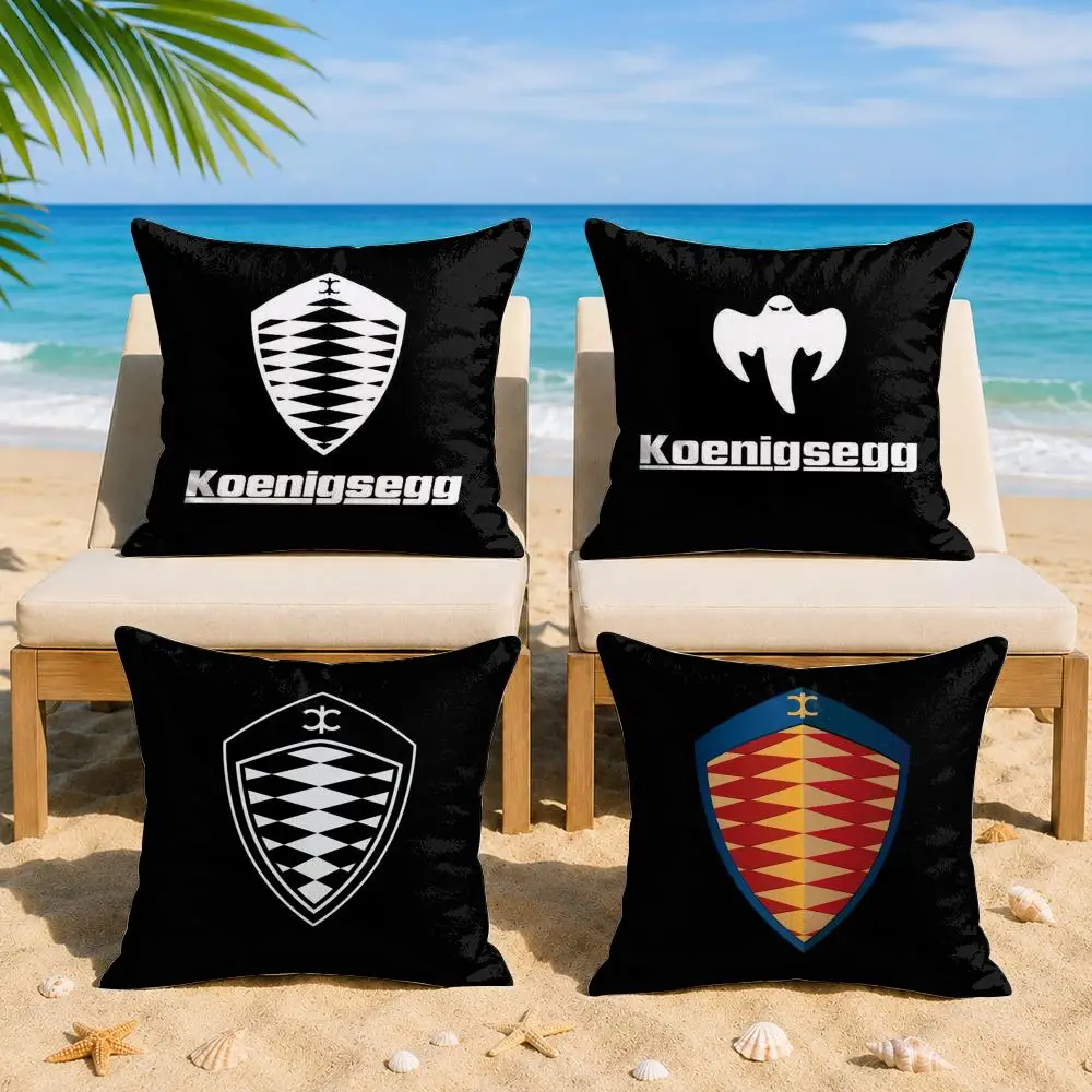 Luxury Car K-koenigsegg Logo Cushion Cover Soft Short Plush Double-Sided Printing Home Decor Machine Washable Pillow Case Gift