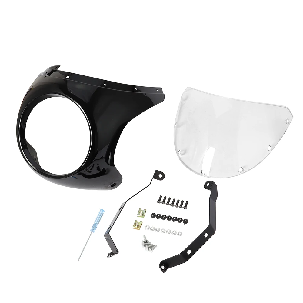 Universal motocicleta 7 polegada redonda farol carenagem da tela para cafe racer harley estilo retro guiador carenagem brisa capa